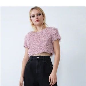 Zara fur crop top